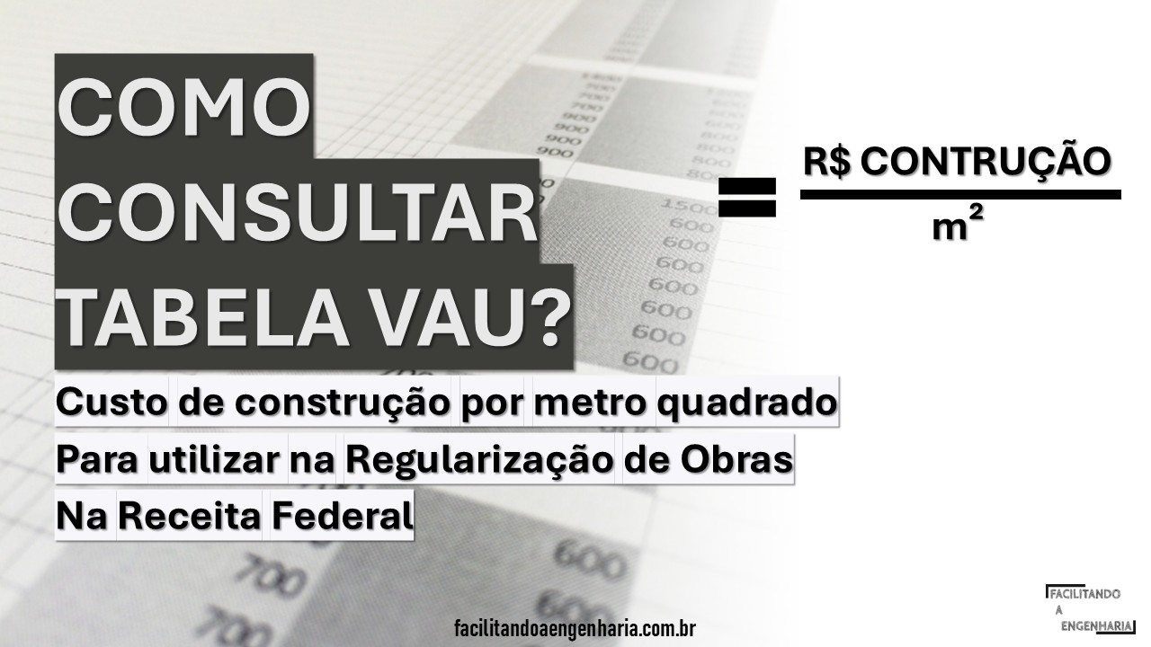 Valor Atualizado Unitário (VAU) é o índice calculado pela Receita Federal aplicado na apuração, por aferição indireta, do valor da remuneração da mão de obra utilizada na execução de obra de construção civil.